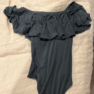Off the shoulder blue body suit
